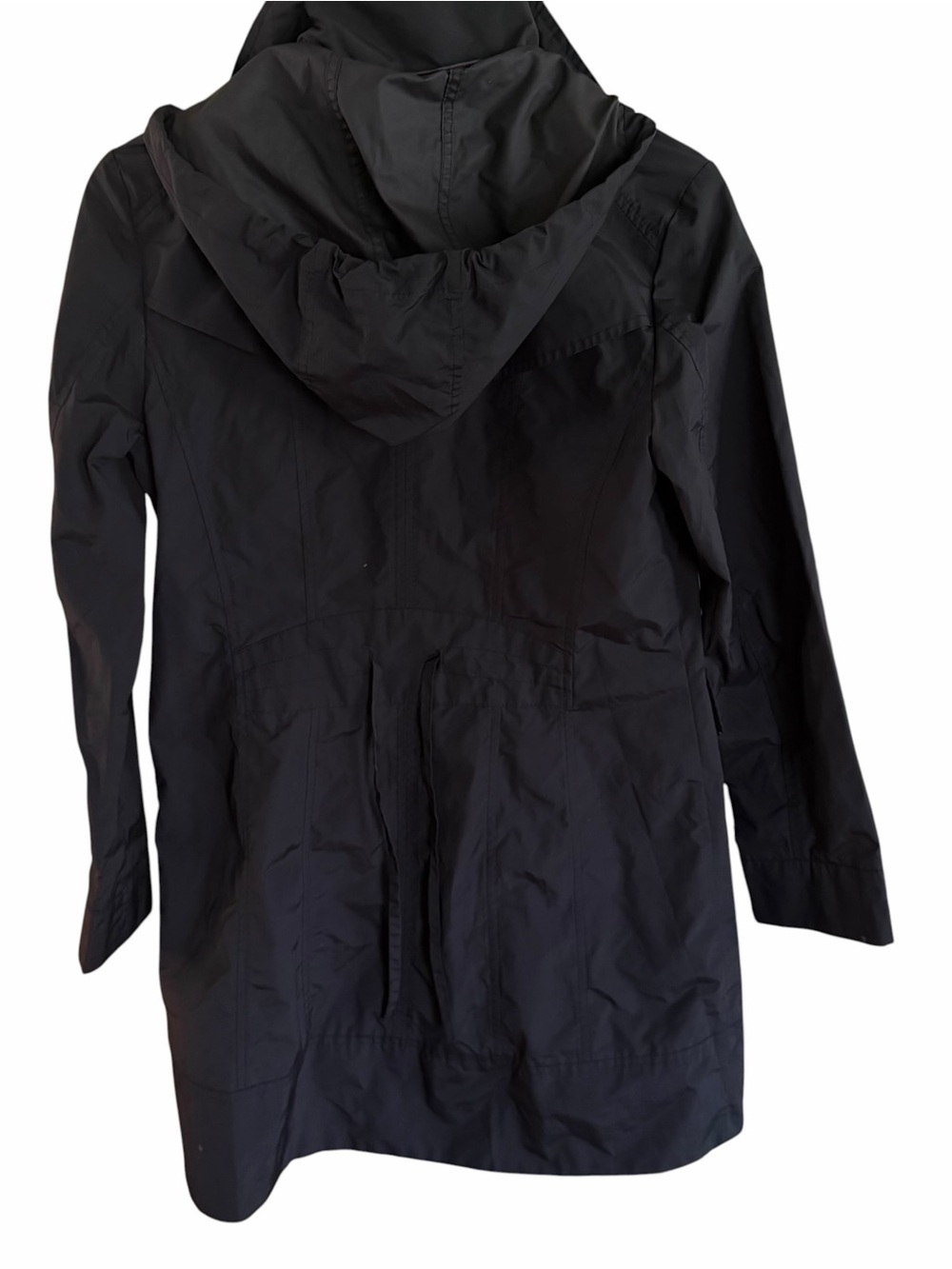 Cole Haan Signature Black Hooded Rain Jacket Womens Small Petite Zip Coat - Picture 7 of 12